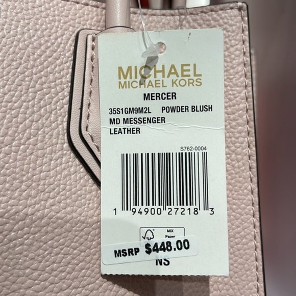 Michael Kors Mercer Medium Leather Messenger Powder Blush - Picture 2 of 16